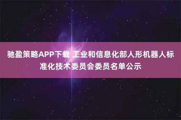 驰盈策略APP下载 工业和信息化部人形机器人标准化技术委员会委员名单公示